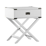 Homelegance By Top-Line Spencer X-Base Wood Accent Campaign Table White Wood