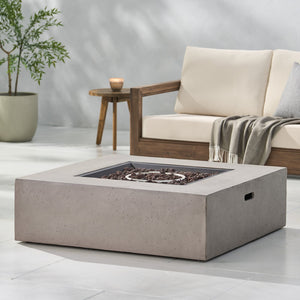 English Elm 50000 Btu Square Mgo Concrete Propane Fire Table for Outdoor Patio Entertaining 59241.00WHI-50K_59243.00WHI