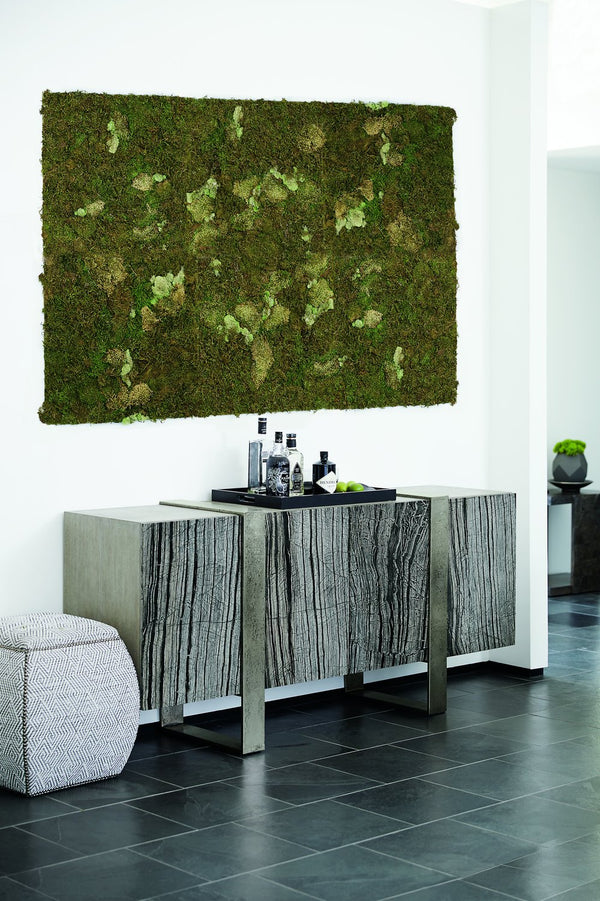 Bernhardt Bernhardt Linea Entertainment Console With Black Forest Marble, Cerused Greige Wood & Textured Aluminum 384875G