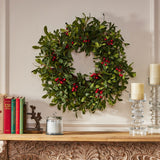 Christopher Knight Home® - Noble House - Donway 25" Olive Artificial Silk Wreath with Berries, Green and Red