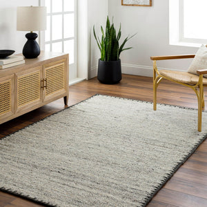 Livabliss Berkeley Handwoven Wool Flatweave Rug Bohemian Global Style for Entryway or Kitchen Charcoal, Black 6' x 9' BKY2302-69
