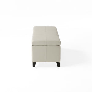 English Elm Glouster Bench Style Pu Leather Storage Ottoman with Soft Close Lid for Bedroom Ivory 57742.00IVY