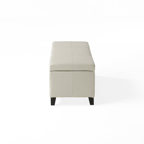 English Elm Glouster Bench Style Pu Leather Storage Ottoman with Soft Close Lid for Bedroom Ivory 57742.00IVY