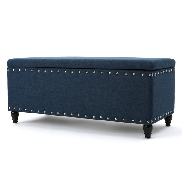 English Elm Storage Ottoman Bench with Hinged Lid Padded Seat Living Room Coffee Table 60581.00DBL