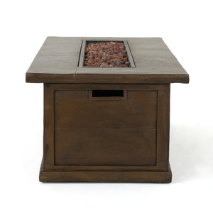 English Elm 56" Outdoor Rectangular Propane Fire Pit 50000 Btu Mgo Concrete Wood Grain Patio 57570.00BRN-50K