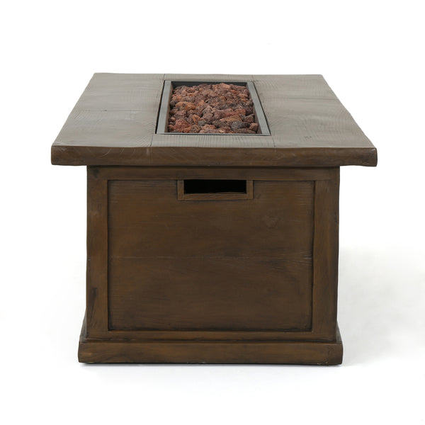 English Elm 56" Outdoor Rectangular Propane Fire Pit 50000 Btu Mgo Concrete Wood Grain Patio 57570.00BRN-50K