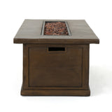 Christopher Knight Home® Noble House 56'' Wood Rectangular Mgo Fire Table Brown - 50 000 Btu With Concrete Tank Holder