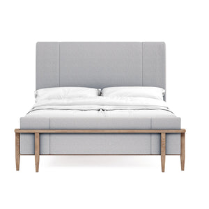 A.R.T. Furniture Post Modern Farmhouse Bed In Cracked Almond Finish With Soft Chenille Fabric For Elegant Comfort Light Brown, Light Gray Ash & Pine Solid,Plank,Effect Flakey \Oak And Pine Veneer,Foam,Fabric 288135-2355