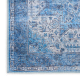 Nourison Washables NWB15 Machine Made Power-loomed Narrow Border Indoor Only Vintage  Rug Blue, Blue Front Base, 85% Polyester,9% Cotton,6% Other Fibers 99446994196