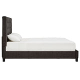 Homelegance By Top-Line Matson Button Tufted Linen Upholstered Bed Dark Grey Linen