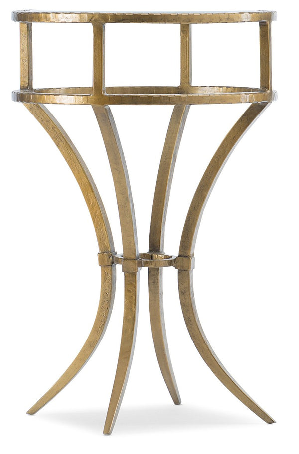 Hooker Furniture Laureng Glam Hammered Gold Martini Table With Tempered Glass Top — Compact Elegant Accent Piece 5846-80117-15