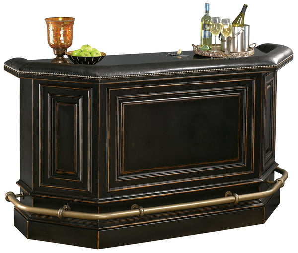 Hekman Furniture 693009 Northport Bar - Elegant Burnished Black Finish With Granite Top, Wine Storage & More! Worn Black (Brown Undertone) Northport Bar 693009