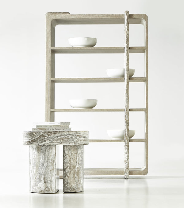 Bernhardt Bernhardt Arcadia Sculptural Etagere In Clay Oak With Faux Stone Post, 5 Shelves Rustic Modern Loft 334812