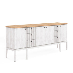 A.R.T. Furniture Post Elegant Two-tone Sideboard With Adjustable Shelves, Dovetail Drawers & Soft-close Hinges Light Brown, White Ash & Pine Solid,Plank,Effect Flakey Oak And Pine Veneer 288251-2341