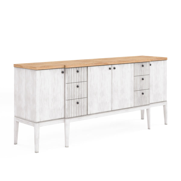 A.R.T. Furniture Post Elegant Two-tone Sideboard With Adjustable Shelves, Dovetail Drawers & Soft-close Hinges Light Brown, White Ash & Pine Solid,Plank,Effect Flakey Oak And Pine Veneer 288251-2341