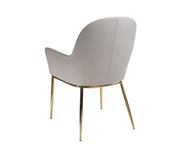 VIG Furniture Blanton Grey Vegan Leatherette Accent Chair With Gold-Plated Legs, Ruched Lumbar & Curved Arms VGOBTY148-GRY-CH