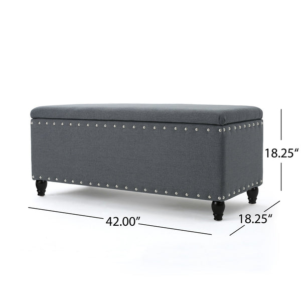 English Elm Storage Ottoman Bench with Hinged Lid Padded Seat Living Room Coffee Table 60581.00CCL