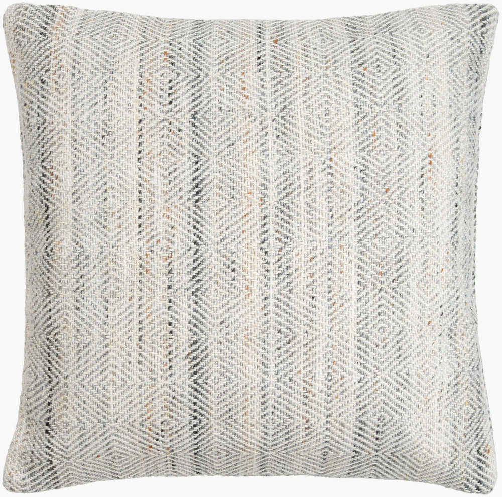 Surya Boulder Eco-friendly 18" Accent Pillow - Farmhouse Cottage Style For Indoor & Outdoor Decor Light Gray Recycled Pet Yarn,Recycled Pet Yarn Bld001-2222d