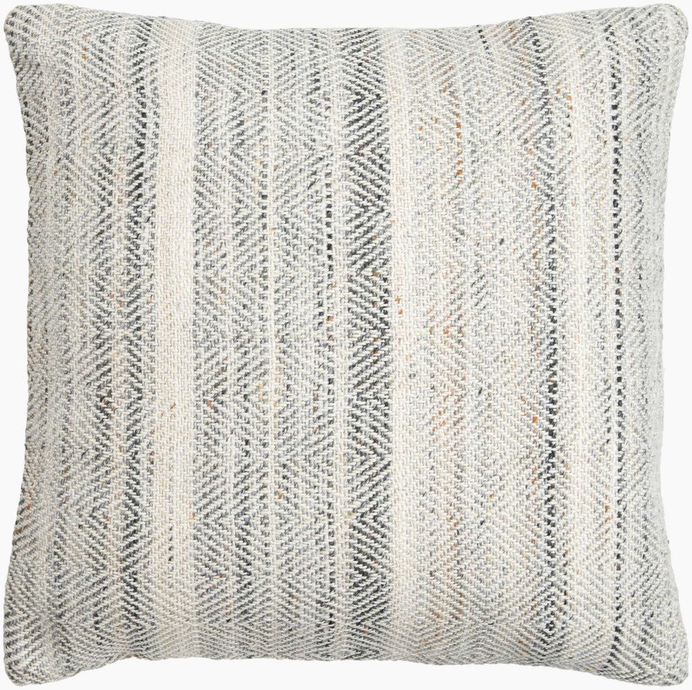 Surya Boulder Eco-friendly 18" Accent Pillow - Farmhouse Cottage Style For Indoor & Outdoor Decor Light Gray Recycled Pet Yarn,Recycled Pet Yarn Bld001-2222d