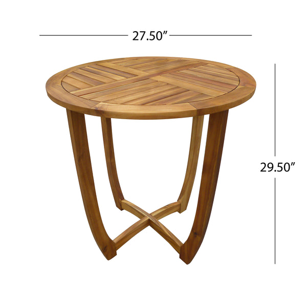 English Elm Hermosa Outdoor Round Acacia Wood Bistro Table Slatted Hardwood Patio Accent 57522.00