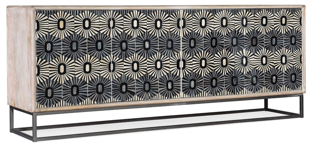 Hooker Furniture Melange Whitmore Credenza With Bone Inlay Doors, Mango Wood Case, Touch-Latch Storage & Wire Management 628-85111-02
