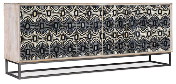 Hooker Furniture Melange Whitmore Credenza With Bone Inlay Doors, Mango Wood Case, Touch-Latch Storage & Wire Management 628-85111-02