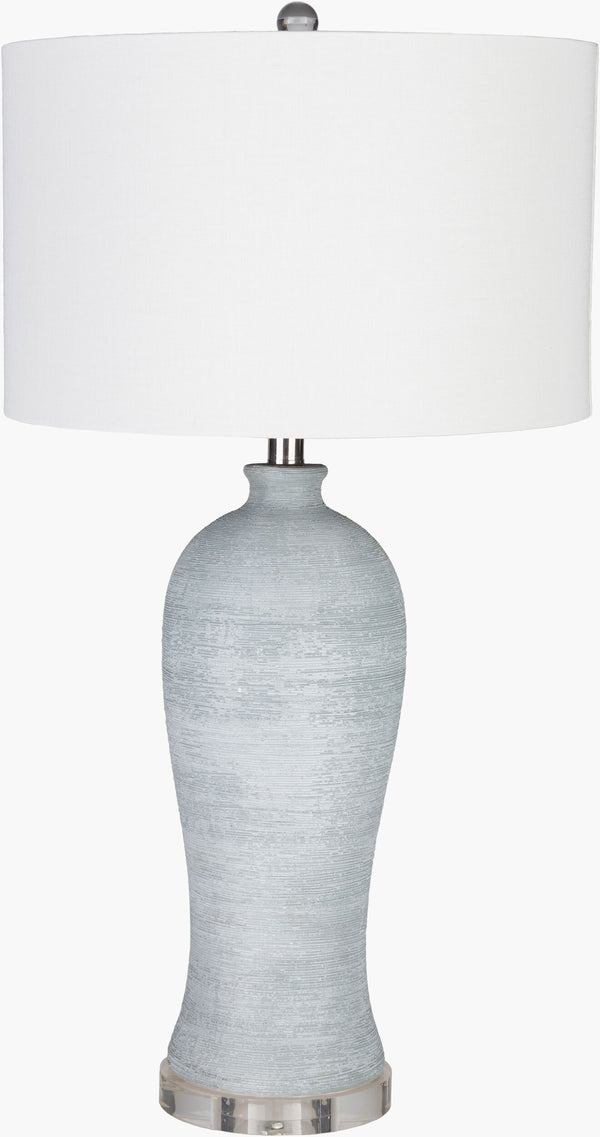 Surya Blaine Accent Table Lamp - 31" Tall Stylish Concrete Design With Soothing Linen Shade For Home Decor Body, Light Gray,Base, Clear,Finial, Clear,Harp, Metallic ,Nickel Concrete,Acrylic,Linen,Polyester,Acrylic Ble-001