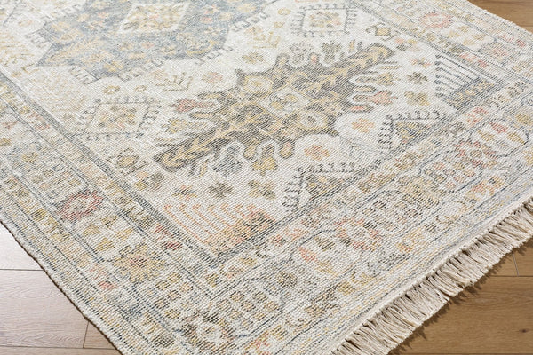 Livabliss Belfast Hand-loomed Cotton Accent Rug with Fringe Border for Entryway or Bedside Ivory, Slate Bl 27" x 45" BLF2300-2745