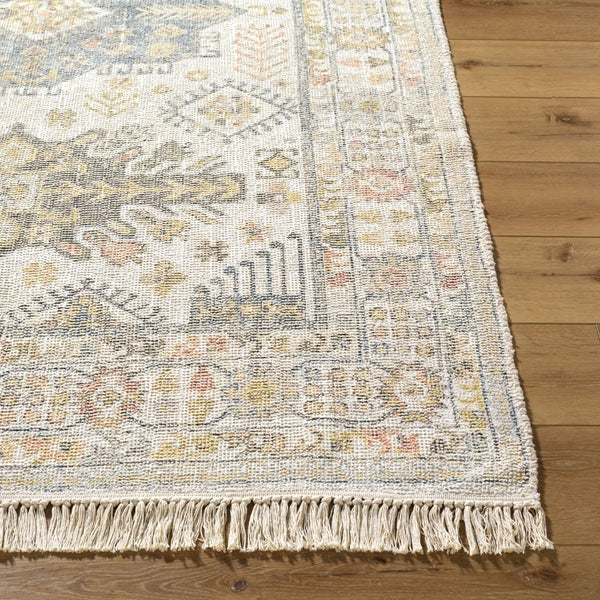 Livabliss Belfast Hand-loomed Cotton Accent Rug with Fringe Border for Entryway or Bedside Ivory, Slate Bl 27" x 45" BLF2300-2745
