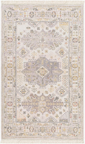 Livabliss Belfast Handloomed Flatweave Cotton Blend Accent Rug with Fringe for Entryways Ivory, Lavender 6' x 9' BLF2301-69