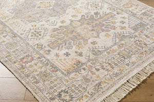Livabliss Belfast Handloomed Flatweave Cotton Blend Accent Rug with Fringe for Entryways Ivory, Lavender 6' x 9' BLF2301-69