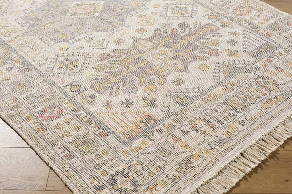 Livabliss Belfast Handloomed Flatweave Cotton Blend Accent Rug with Fringe for Entryways Ivory, Lavender 6' x 9' BLF2301-69