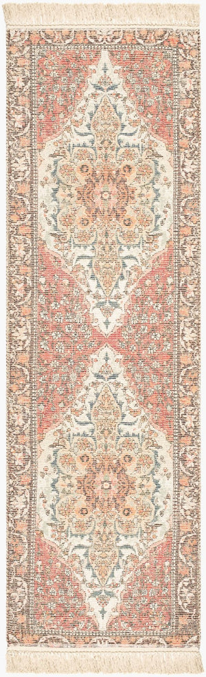 Livabliss Belfast Hand-loomed Cotton Blend Accent Rug with Fringe for Bohemian Entryway Decor Terracotta, Ivo 2'6" x 8' BLF2303-268