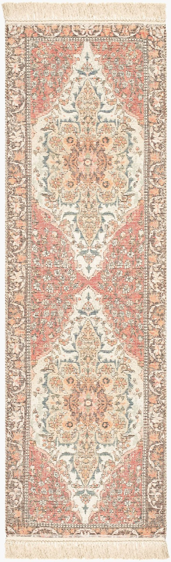 Livabliss Belfast Hand-loomed Cotton Blend Accent Rug with Fringe for Bohemian Entryway Decor Terracotta, Ivo 2'6" x 8' BLF2303-268