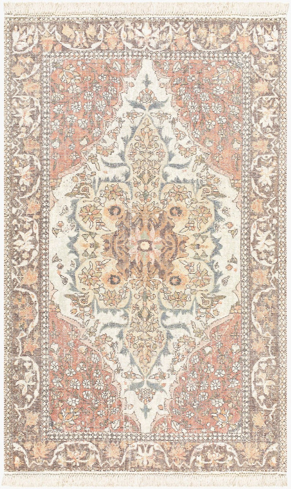 Livabliss Belfast Hand-loomed Cotton Blend Accent Rug with Fringe for Bohemian Entryway Decor Terracotta, Ivo 27" x 45" BLF2303-2745