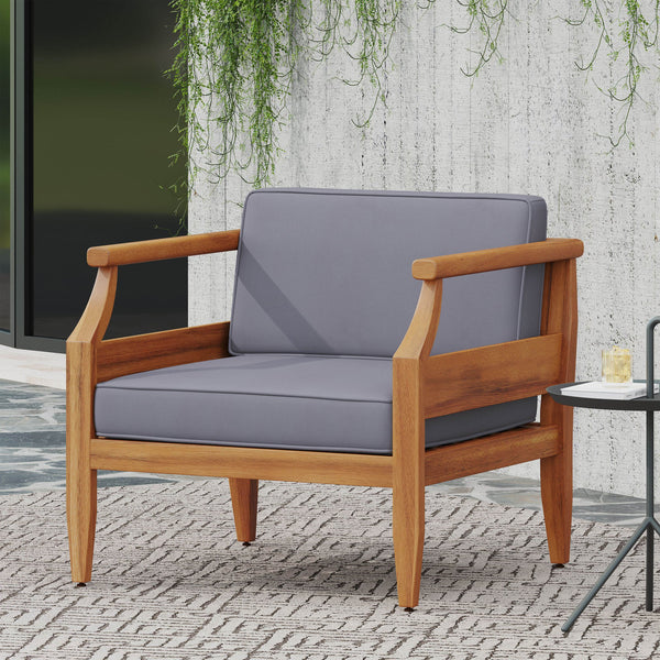 English Elm Aston Outdoor Mid-century Acacia Wood 4 Piece Patio Chat Set with Teak Finish 68589.00DGRY