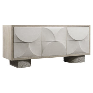 Bernhardt Bernhardt Lunula Dresser With Sculptural Resin Drawer Fronts, Concrete Bases, Flaxen Wood Finish 309051