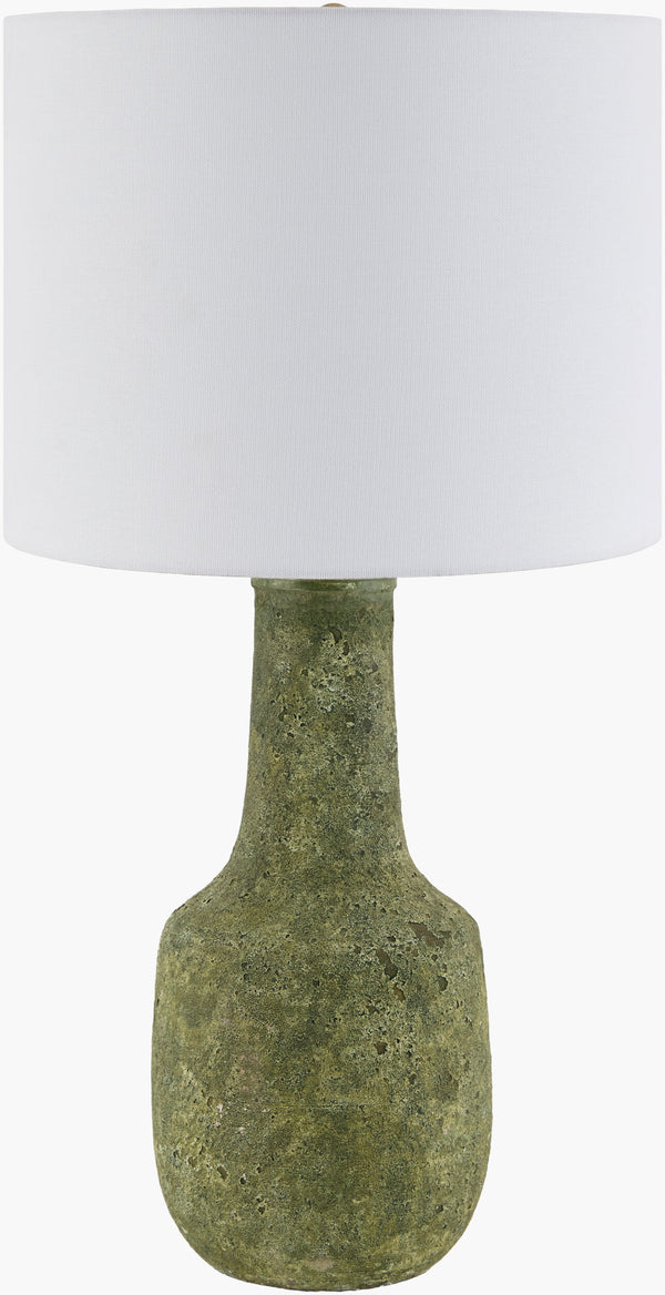 Surya Beraliya 30" Elegant Accent Table Lamp With Hand-painted Ceramic Body & Warm Linen Shade For Home Body, Green,Shade, White,Finial, Metallic ,Gold,Harp, Metallic ,Gold,Cord, Translucent Ceramic,Linen,Polyester,Iron Bli-003