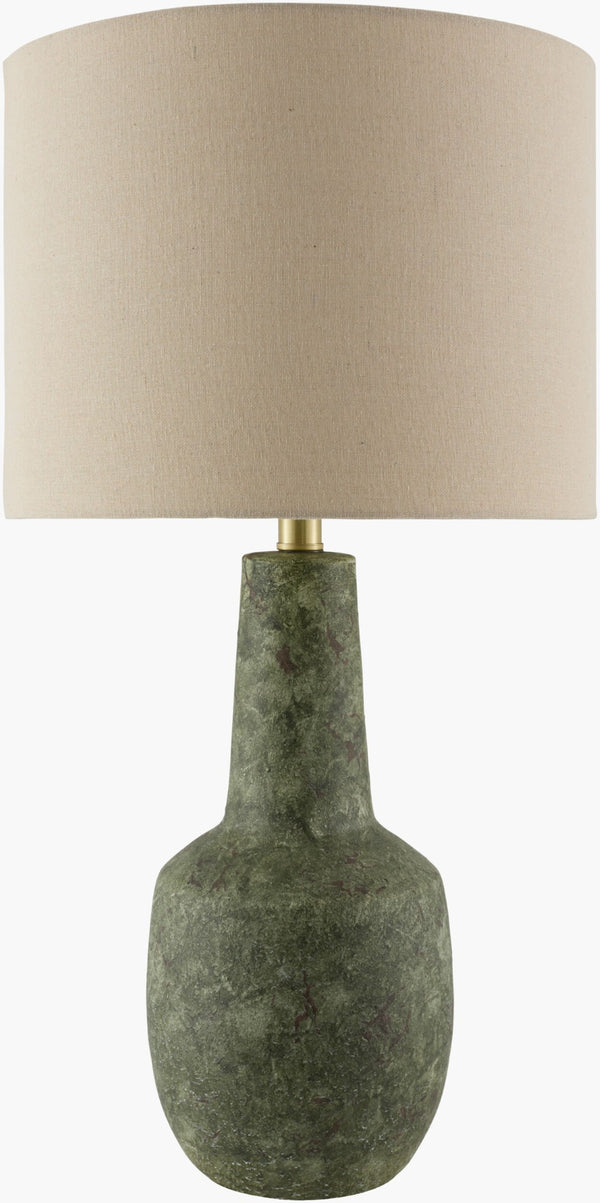 Surya Beraliya Hand-painted Ceramic Table Lamp Arts and Crafts Style with Warm Linen Shade BLI-004