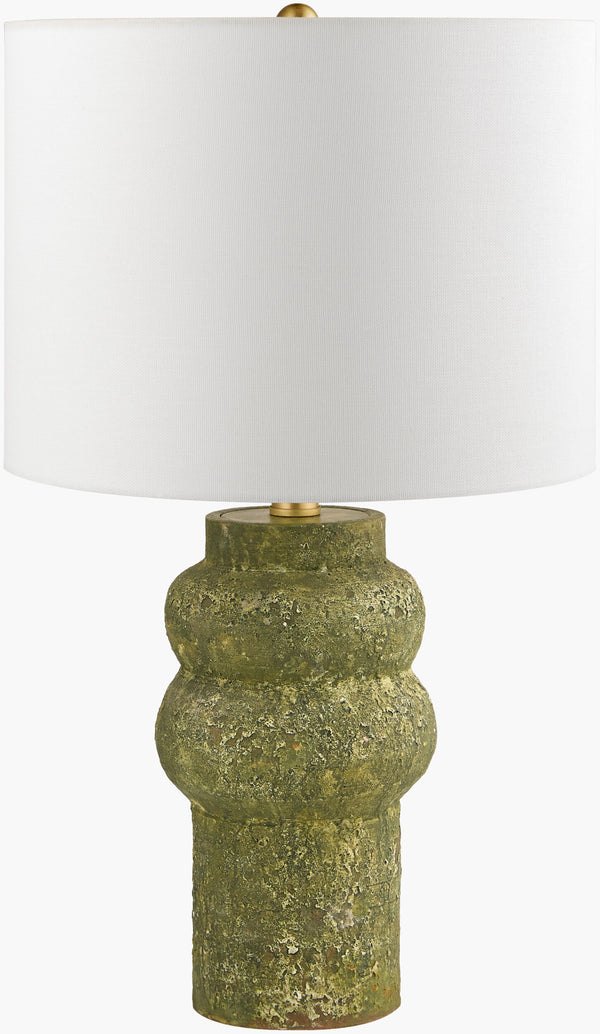 Surya Beraliya 30" Elegant Accent Table Lamp With Hand-painted Ceramic Body & Warm Linen Shade For Home Body, Green,Shade, White,Finial, Metallic ,Gold,Harp, Metallic ,Gold,Cord, Translucent Ceramic,Linen,Polyester,Iron Bli-005
