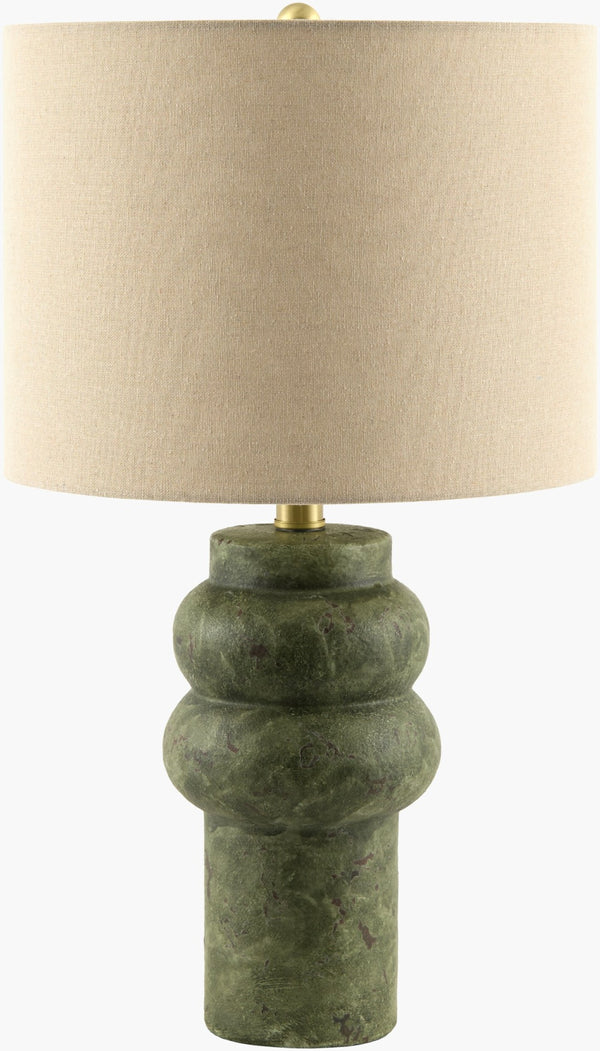 Surya Beraliya Hand-painted Ceramic Table Lamp Arts and Crafts Linen Shade Artisan Accent BLI-006