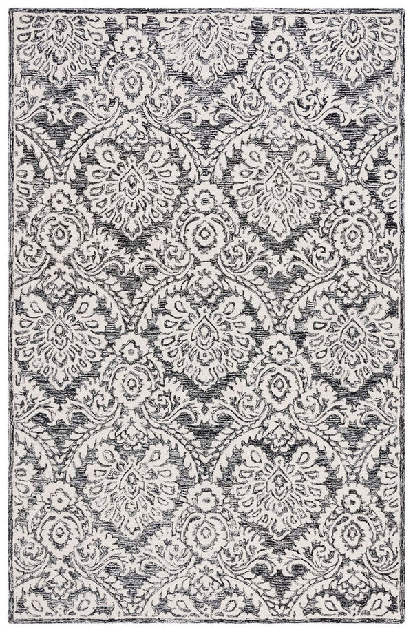 Safavieh Blossom 106 Hand Tufted Country and Floral Rug Black / Ivory BLM106Z-4