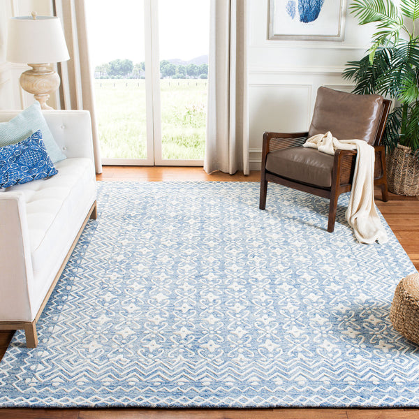 Safavieh Blossom 114 Hand Tufted  Rug IIX Blue / Ivory BLM114M-216