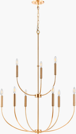 Surya Belden Arts and Crafts Metal Chandelier Artisan Frame Ambient Glow for Dining Rooms BLND-001