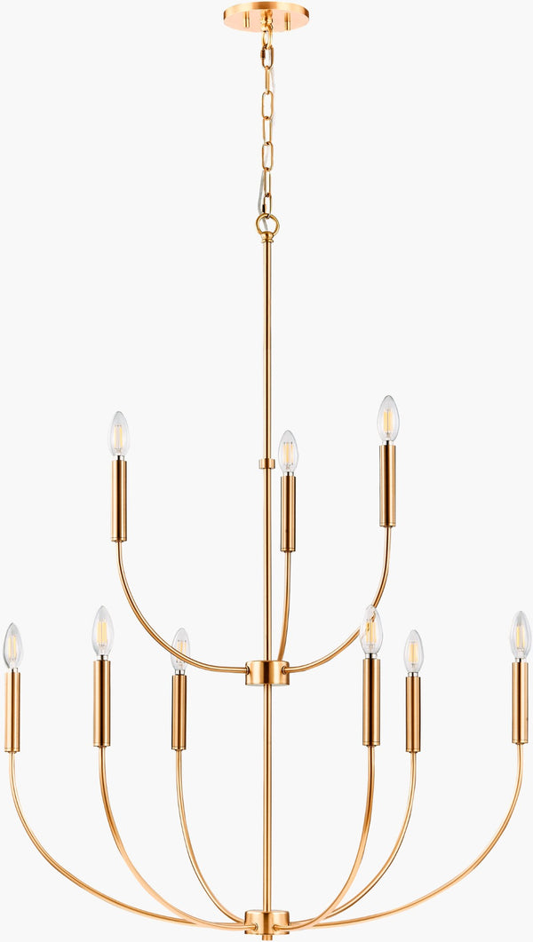 Surya Belden Arts and Crafts Metal Chandelier Artisan Frame Ambient Glow for Dining Rooms BLND-001