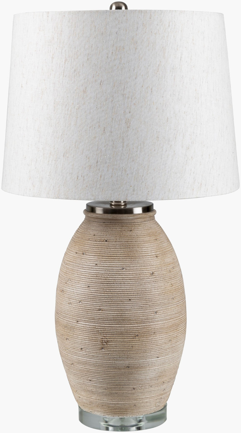 Livabliss Brillo Cement Base Table Lamp with Linen Shade for Warm Ambient Living Room Glow BLO-001