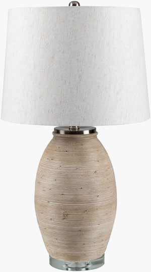 Livabliss Brillo Cement Base Table Lamp with Linen Shade for Warm Ambient Living Room Glow BLO-001