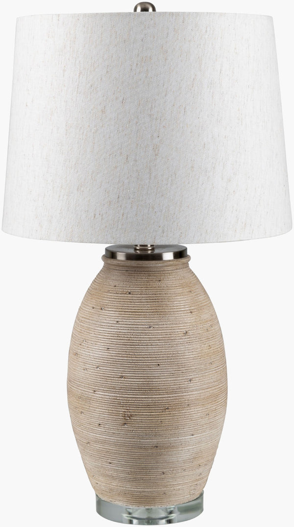 Livabliss Brillo Cement Base Table Lamp with Linen Shade for Warm Ambient Living Room Glow BLO-001