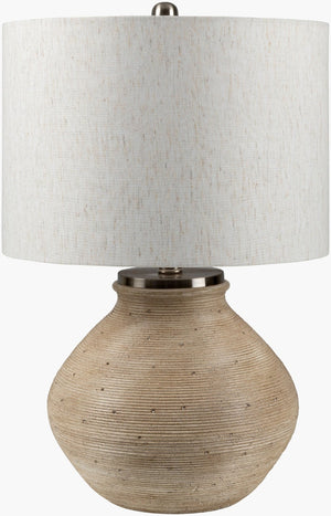 Livabliss Brillo Cement Base Table Lamp Linen Shade Warm Glow for Living Room or Bedroom BLO-002