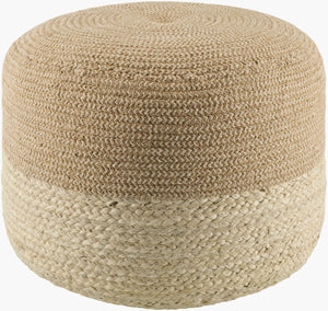 Surya Barkley Modern Minimalist 14"H X 18"W Pouf - Stylish Jute & Cotton Footrest For Casual Spaces 'Beige Jute,Cotton,Jute,Polybeads Blpf001-141818